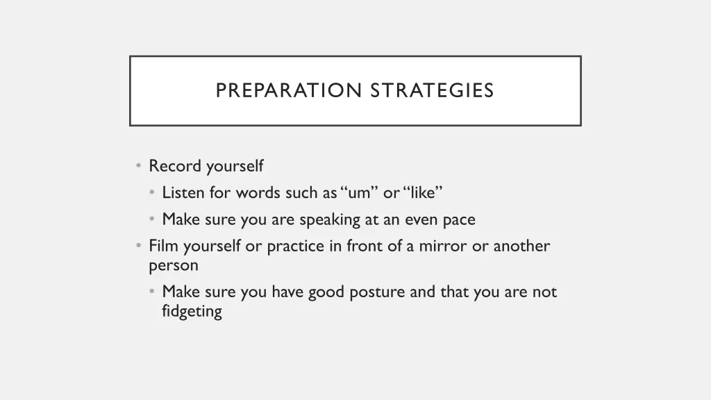 preparation strategies