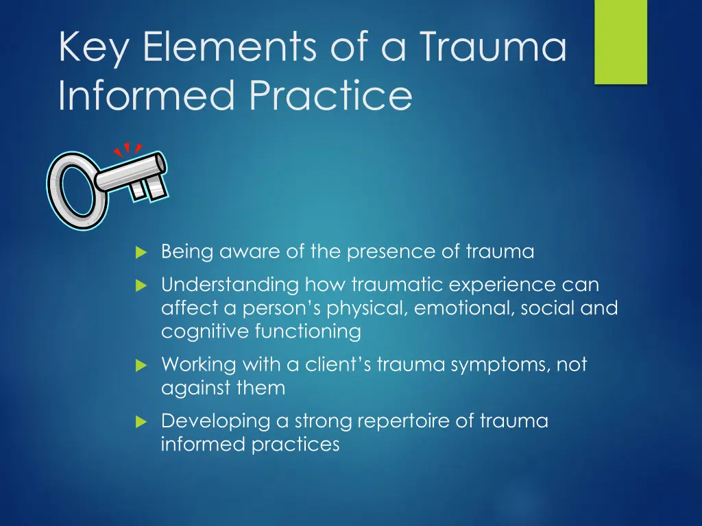 key elements of a trauma informed practice