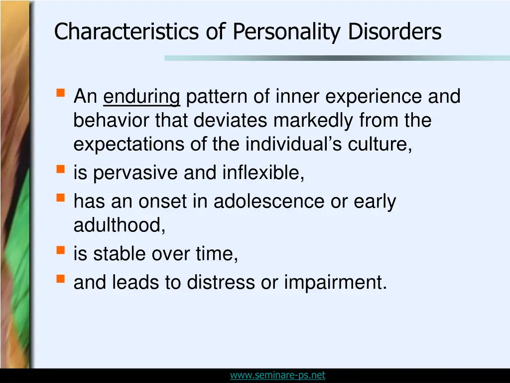 characteristics of personality disorders