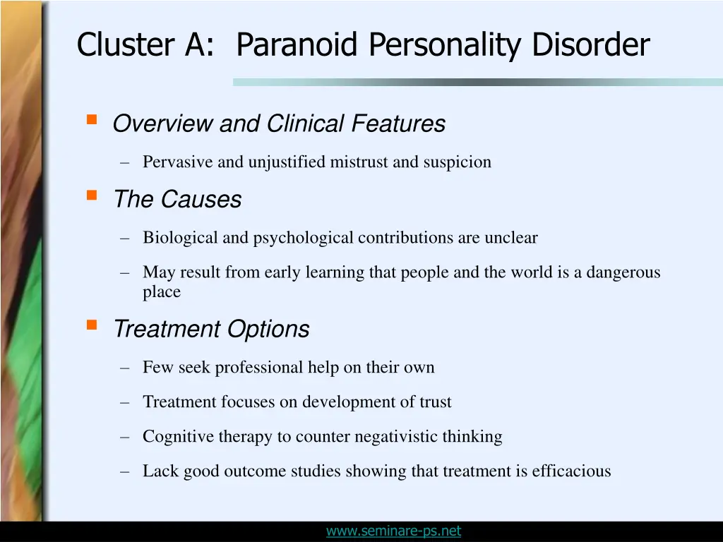 cluster a paranoid personality disorder