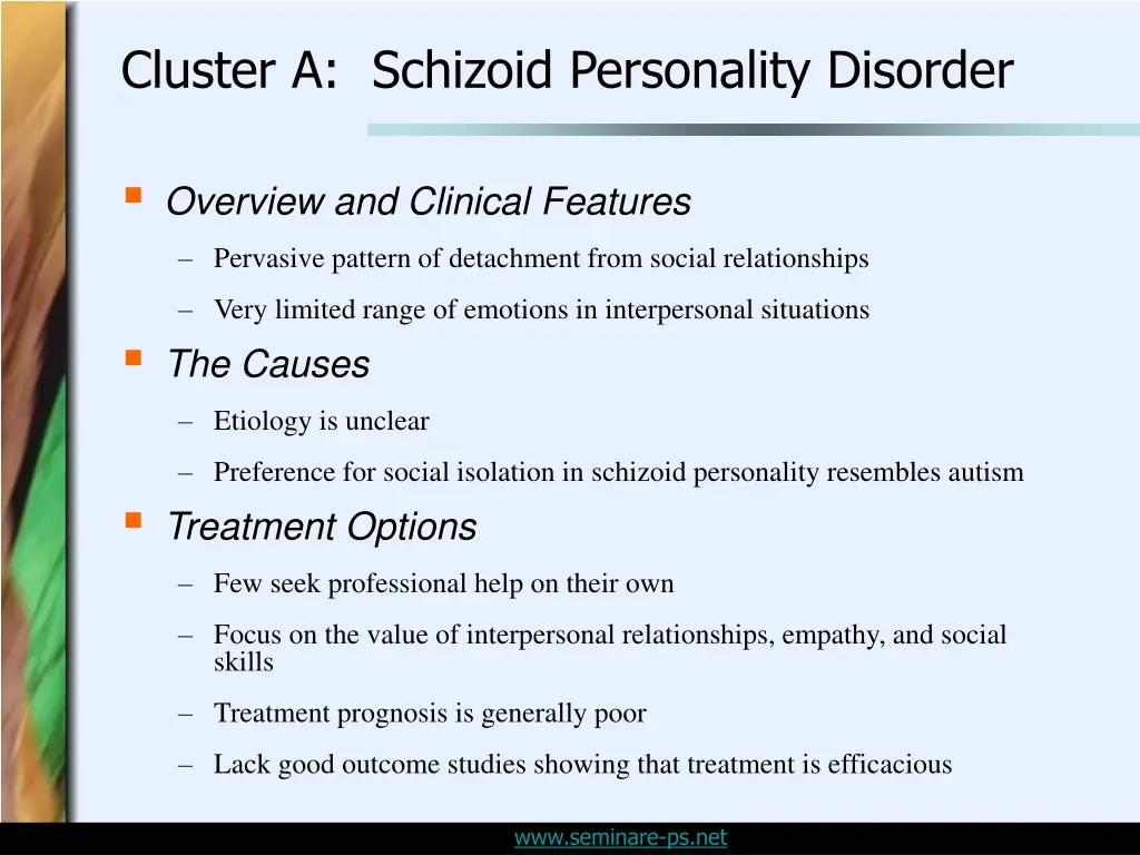 cluster a schizoid personality disorder