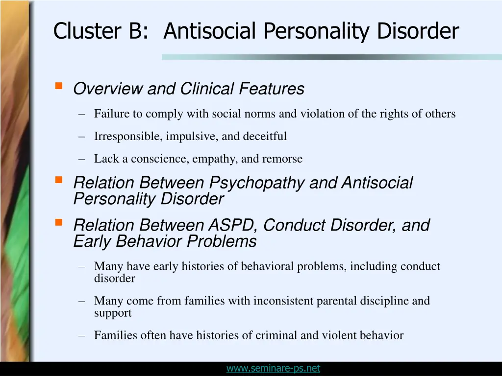 cluster b antisocial personality disorder