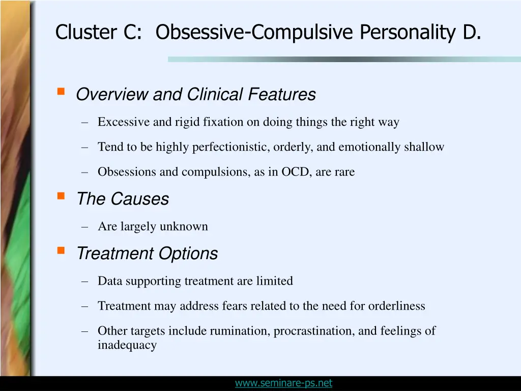 cluster c obsessive compulsive personality d