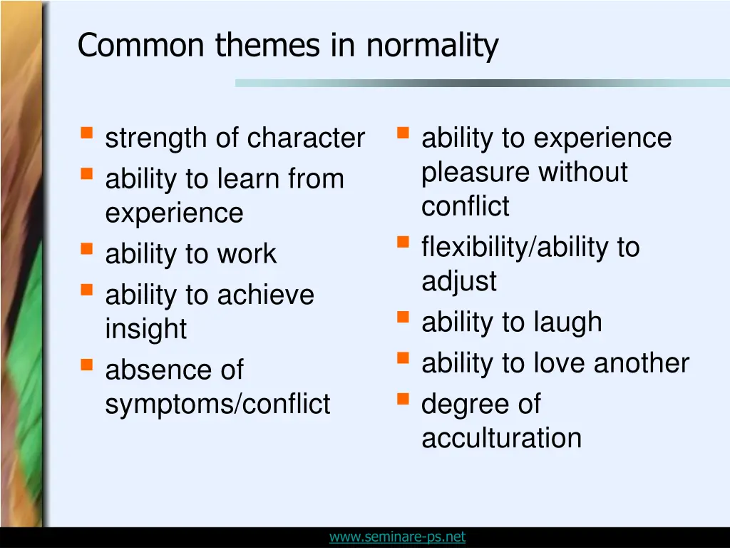 common themes in normality