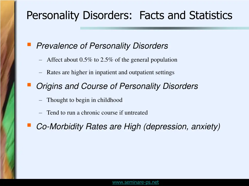 personality disorders facts and statistics