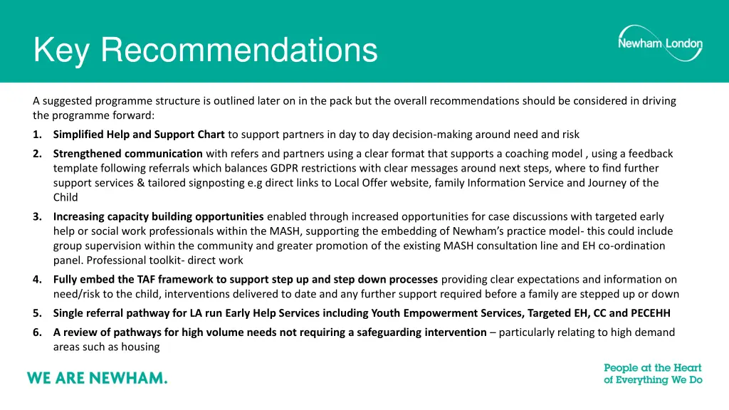 key recommendations