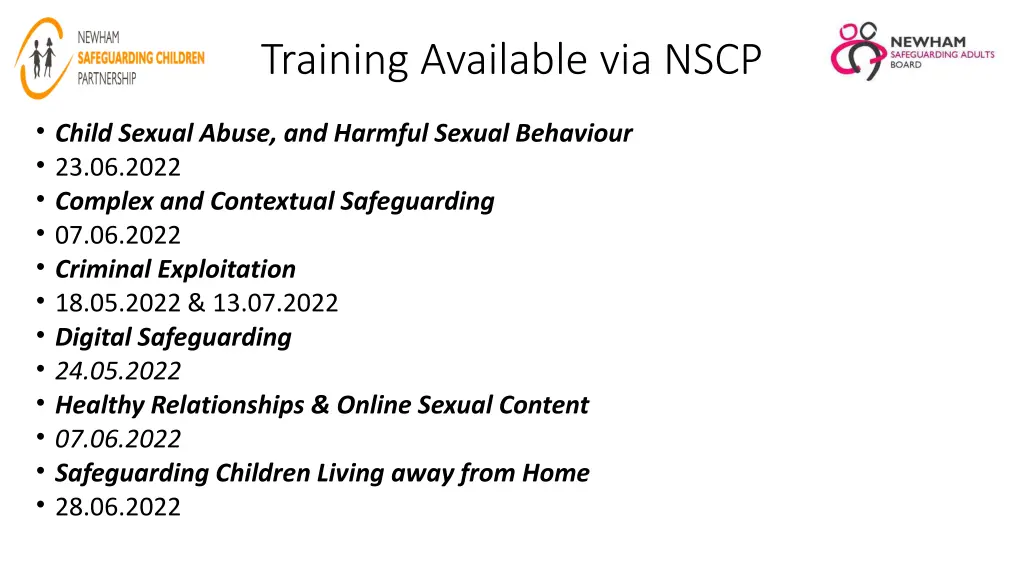 training available via nscp child sexual abuse