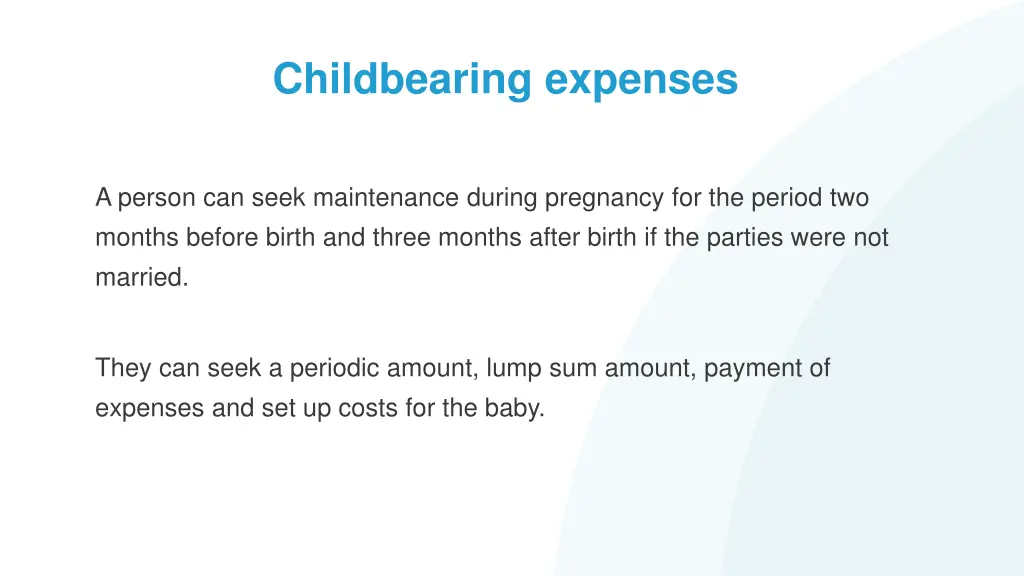 childbearing expenses