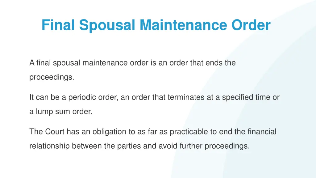 final spousal maintenance order