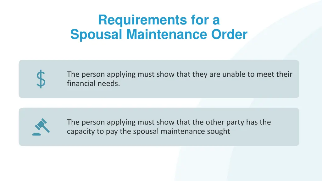 requirements for a spousal maintenance order