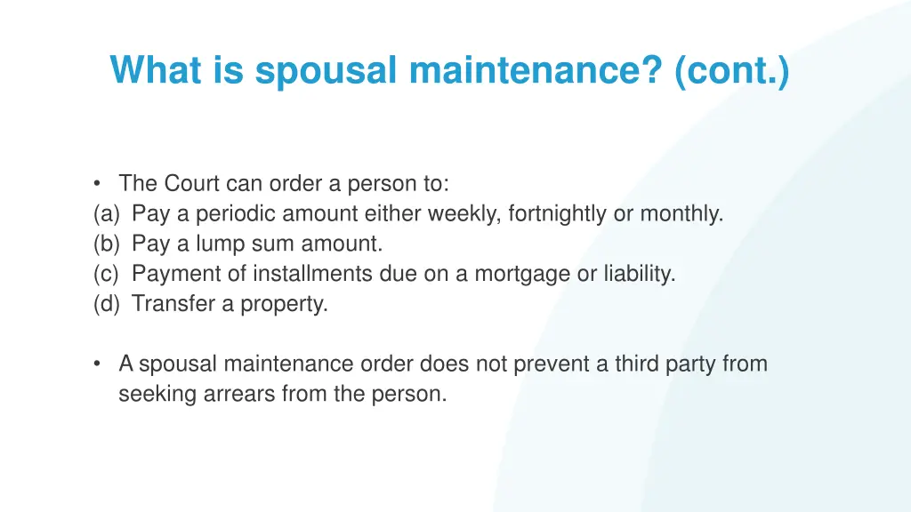 what is spousal maintenance cont