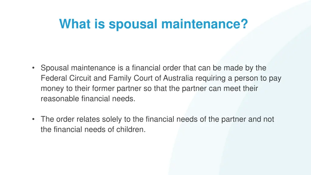 what is spousal maintenance