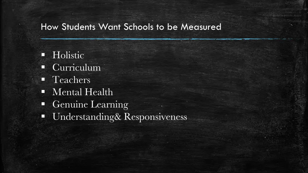 how students want schools to be measured