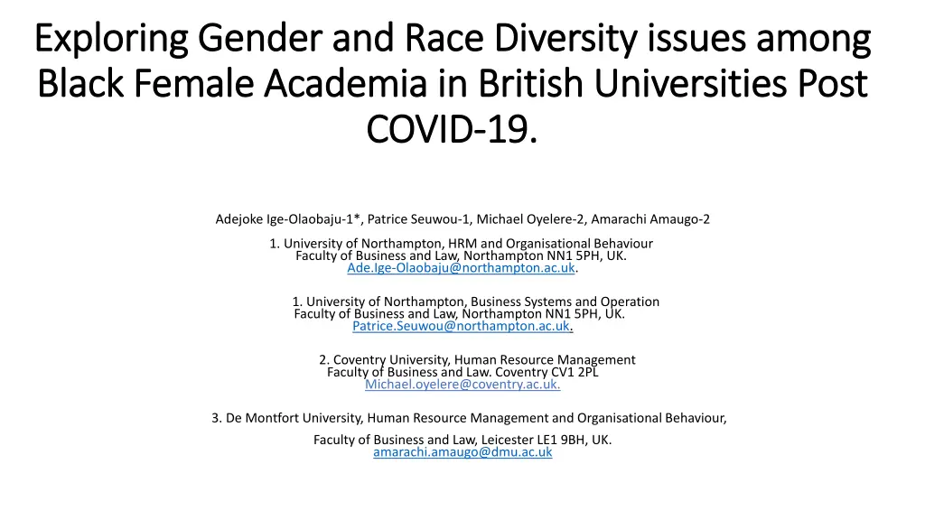 exploring gender and race diversity issues among