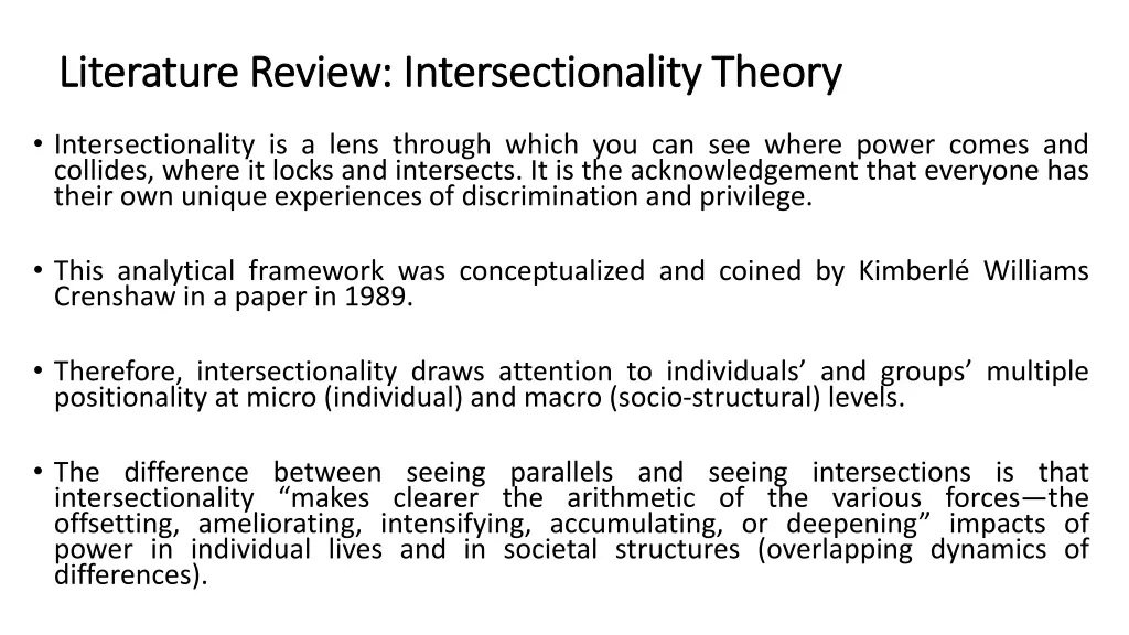 literature review intersectionality theory