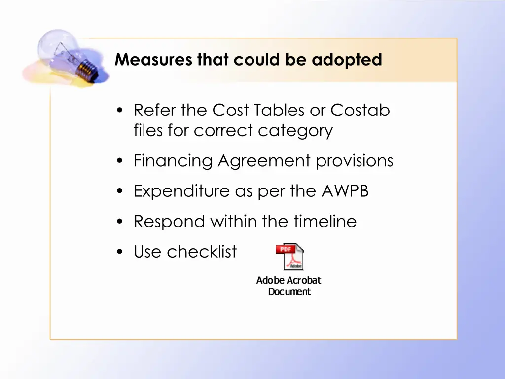 measures that could be adopted