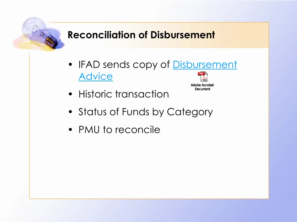 reconciliation of disbursement