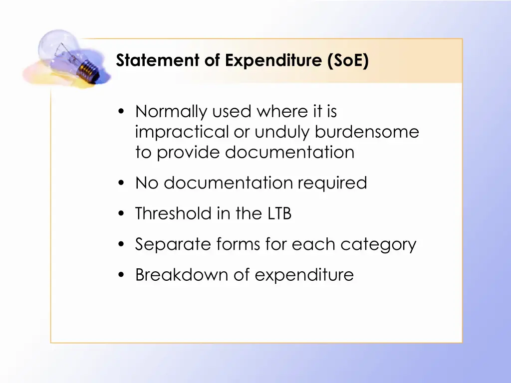 statement of expenditure soe