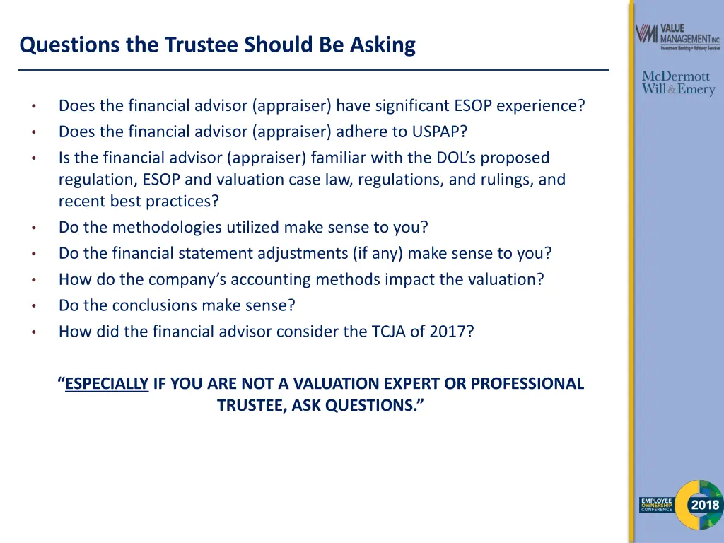 questions the trustee should be asking