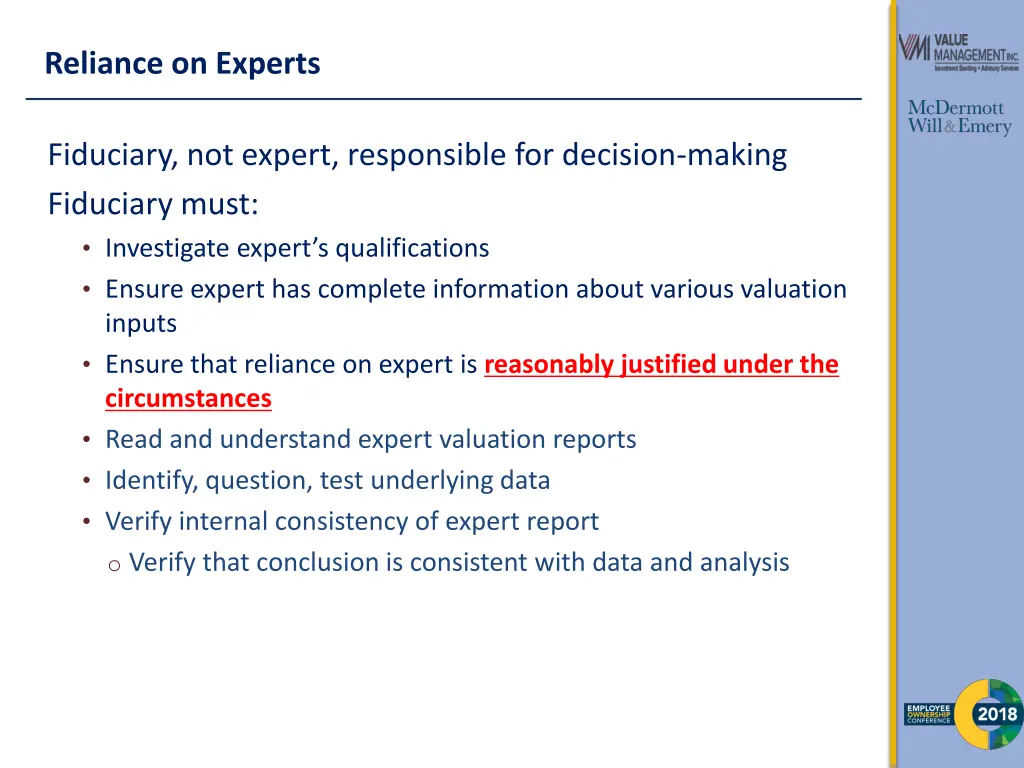 reliance on experts