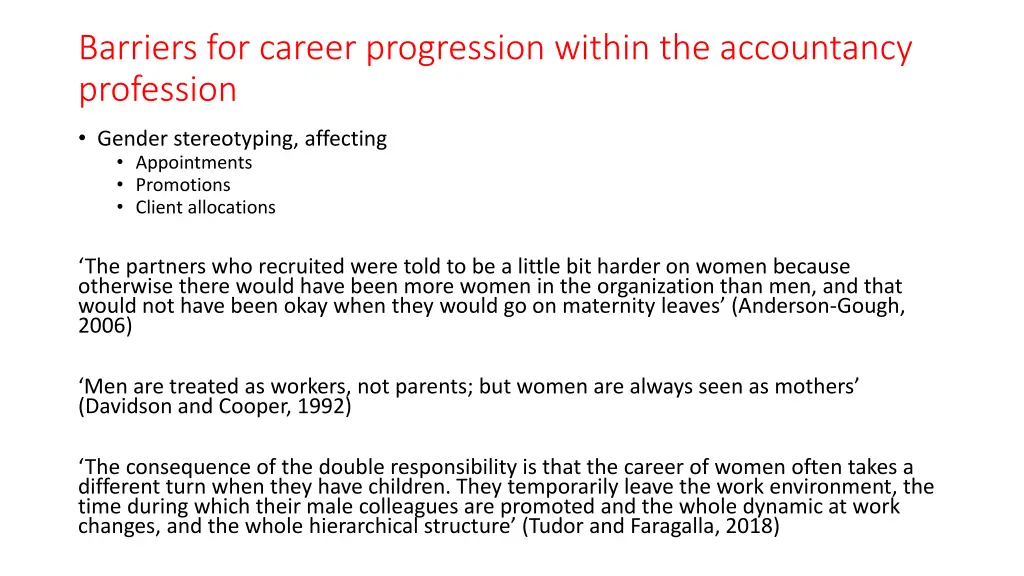 barriers for career progression within 2