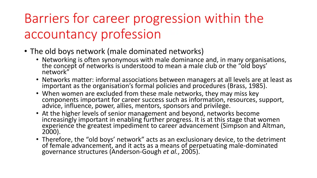 barriers for career progression within 3