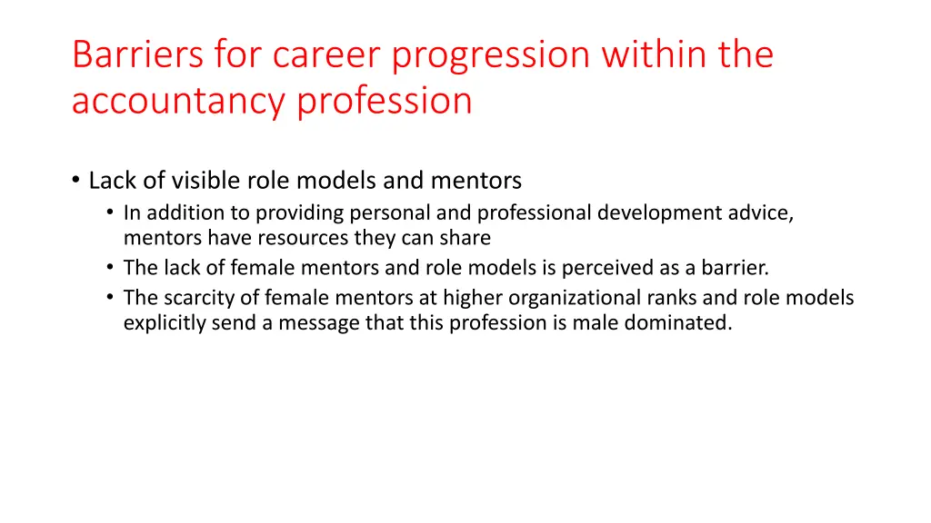 barriers for career progression within 4