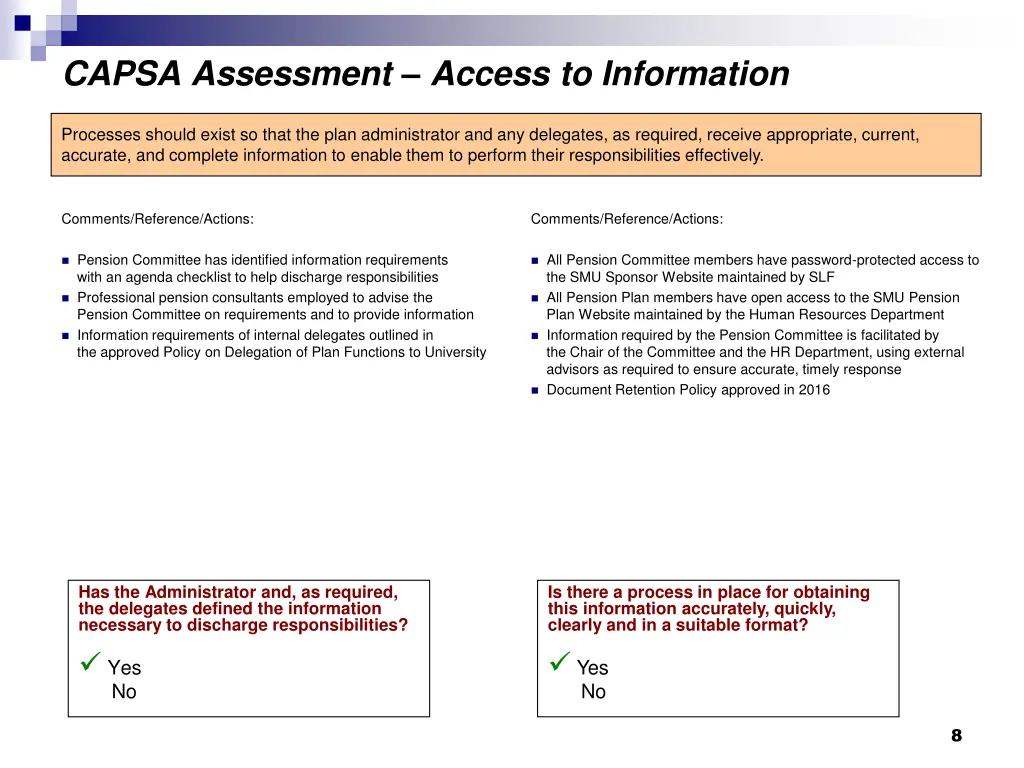 capsa assessment access to information