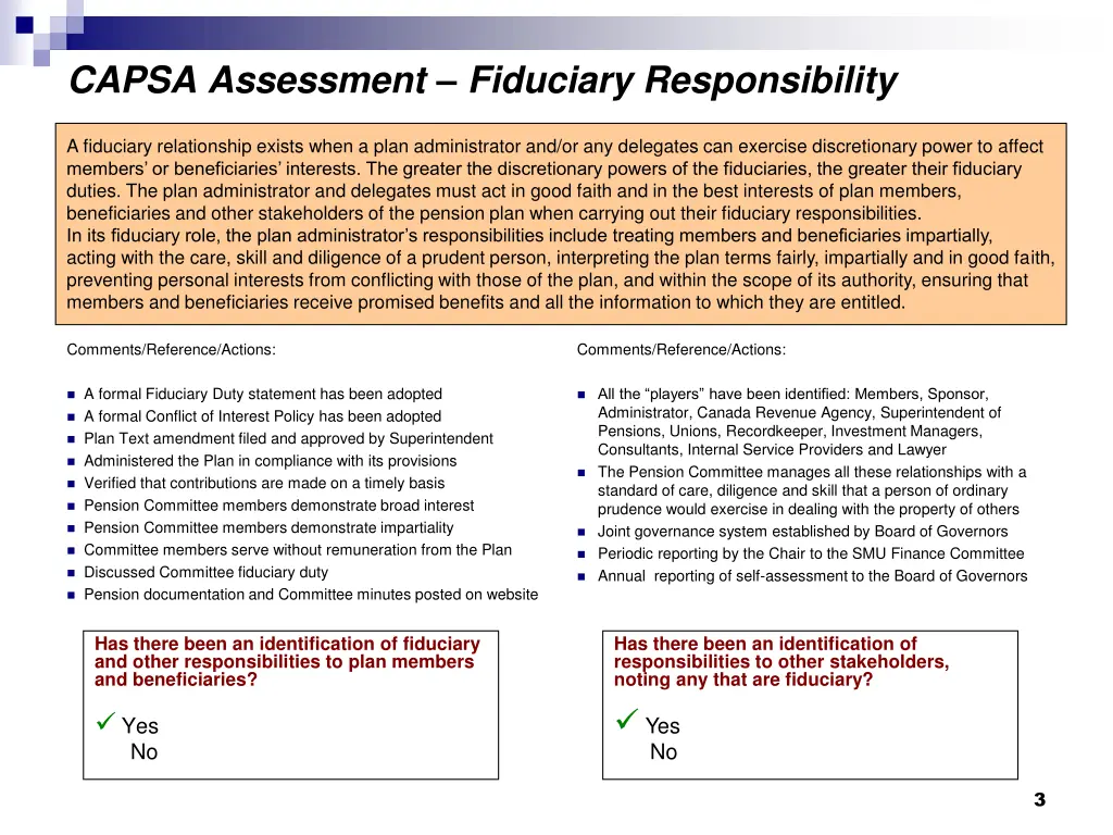 capsa assessment fiduciary responsibility