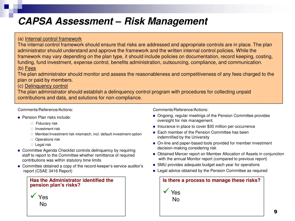 capsa assessment risk management