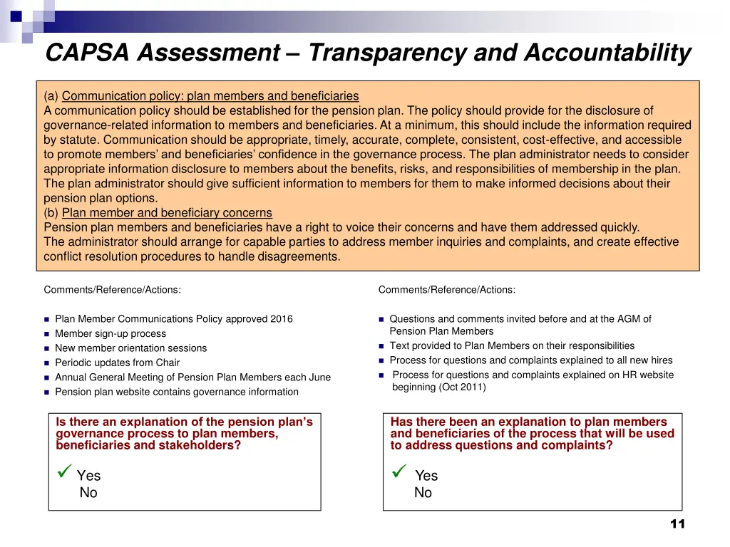 capsa assessment transparency and accountability