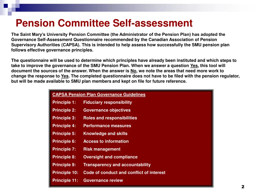 pension committee self assessment 1