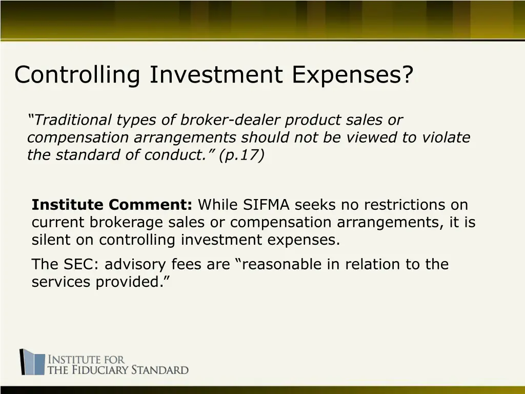 controlling investment expenses