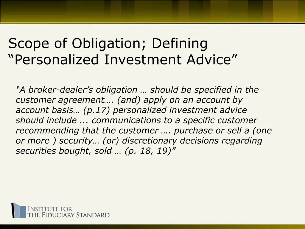 scope of obligation defining personalized