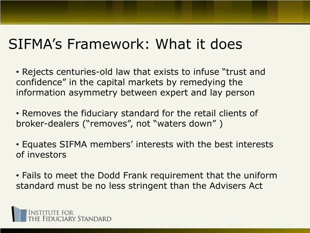 sifma s framework what it does 1