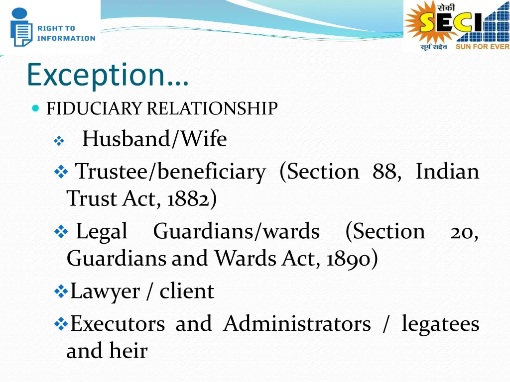 exception fiduciary relationship