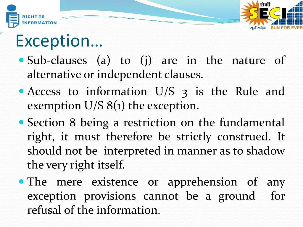 exception sub clauses a to j are in the nature