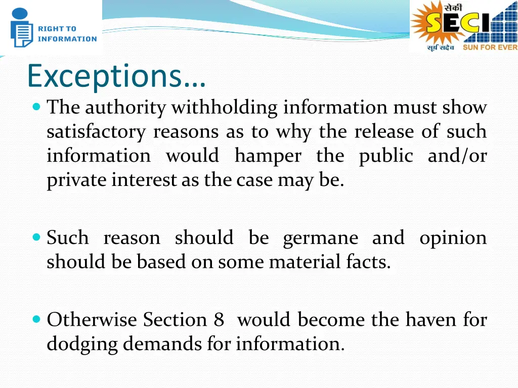 exceptions the authority withholding information