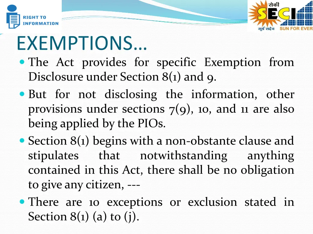 exemptions the act provides for specific