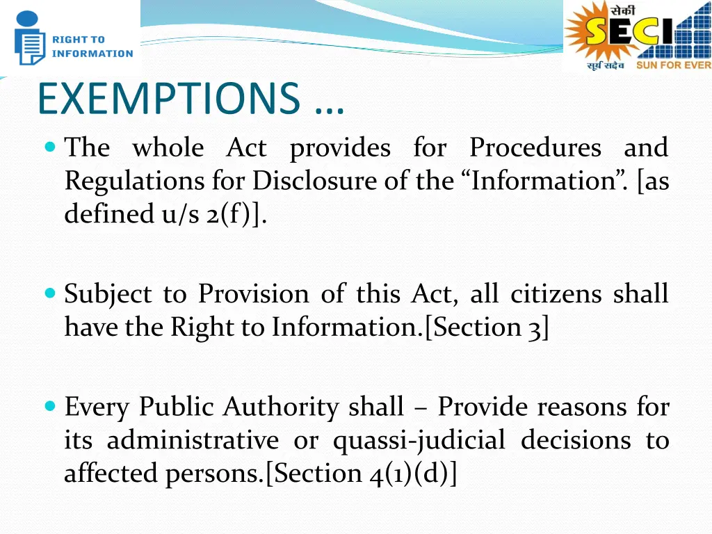 exemptions the whole act provides for procedures