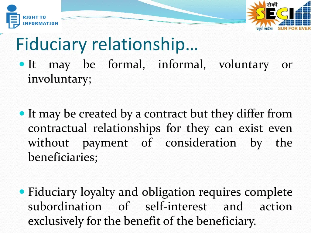 fiduciary relationship it may be involuntary