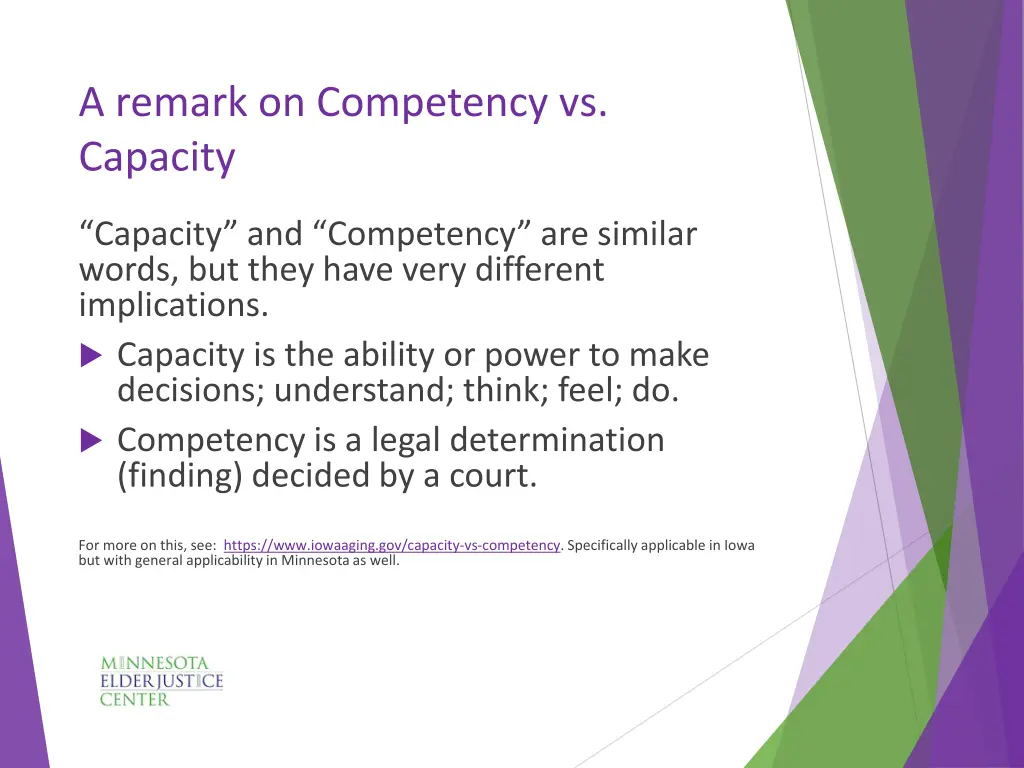 a remark on competency vs capacity