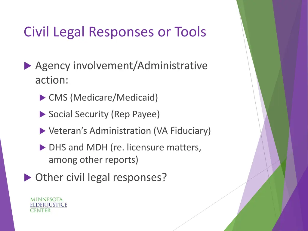 civil legal responses or tools