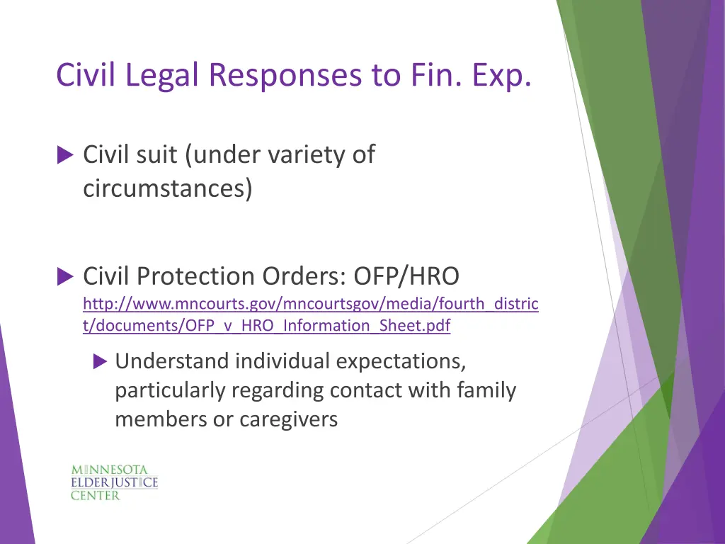 civil legal responses to fin exp