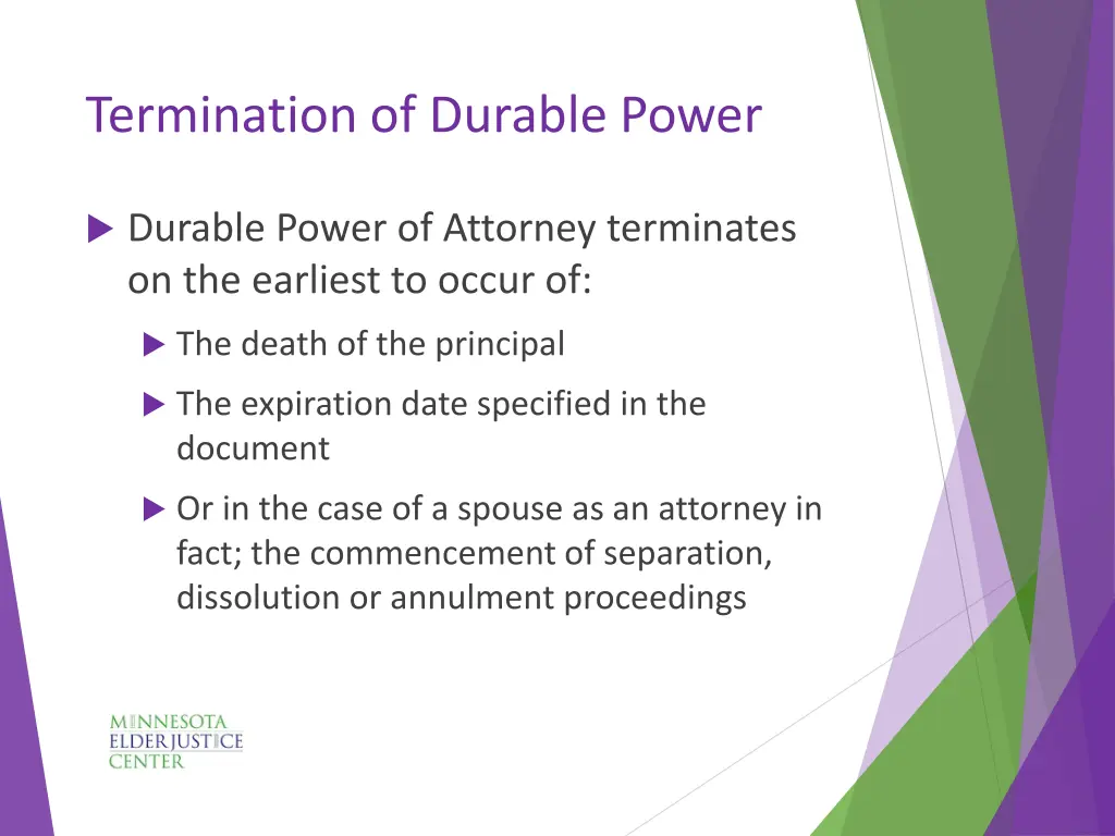 termination of durable power