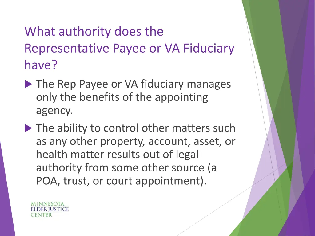 what authority does the representative payee