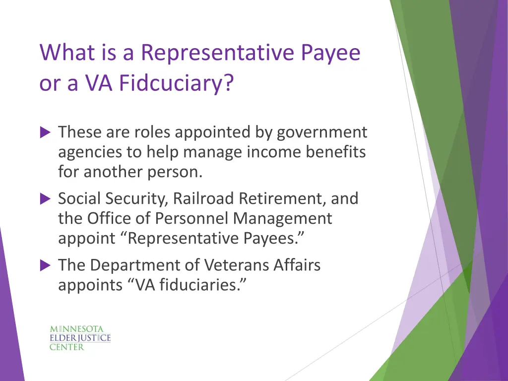 what is a representative payee or a va fidcuciary