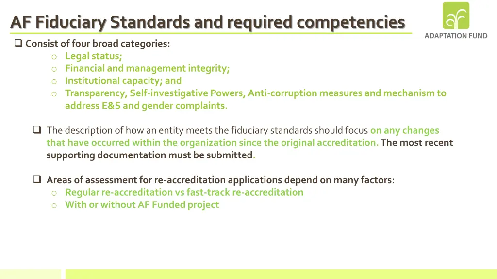 af fiduciary standards and required competencies