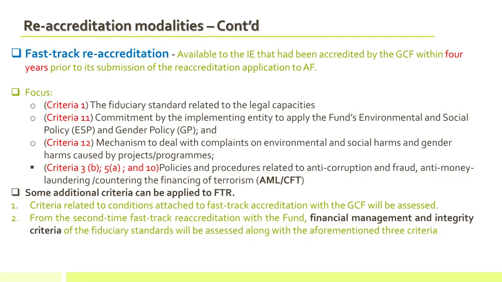 re accreditation modalities cont d