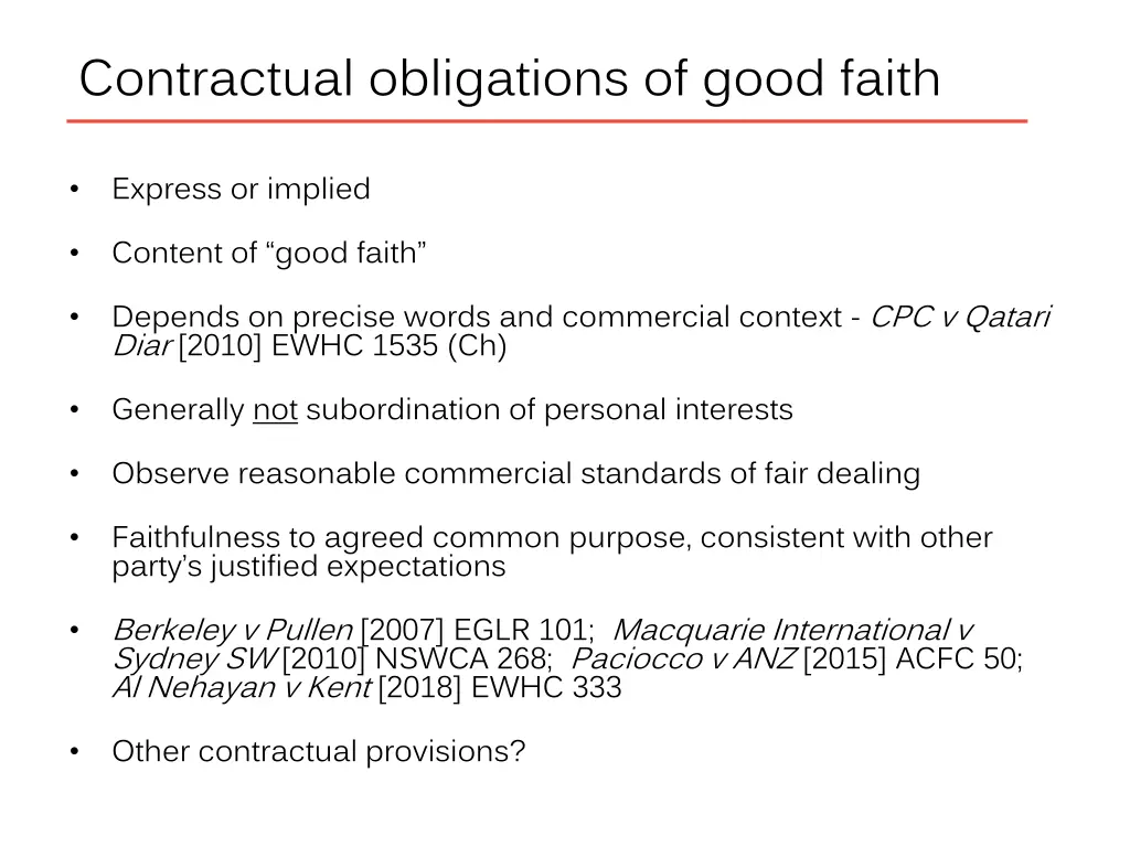 contractual obligations of good faith